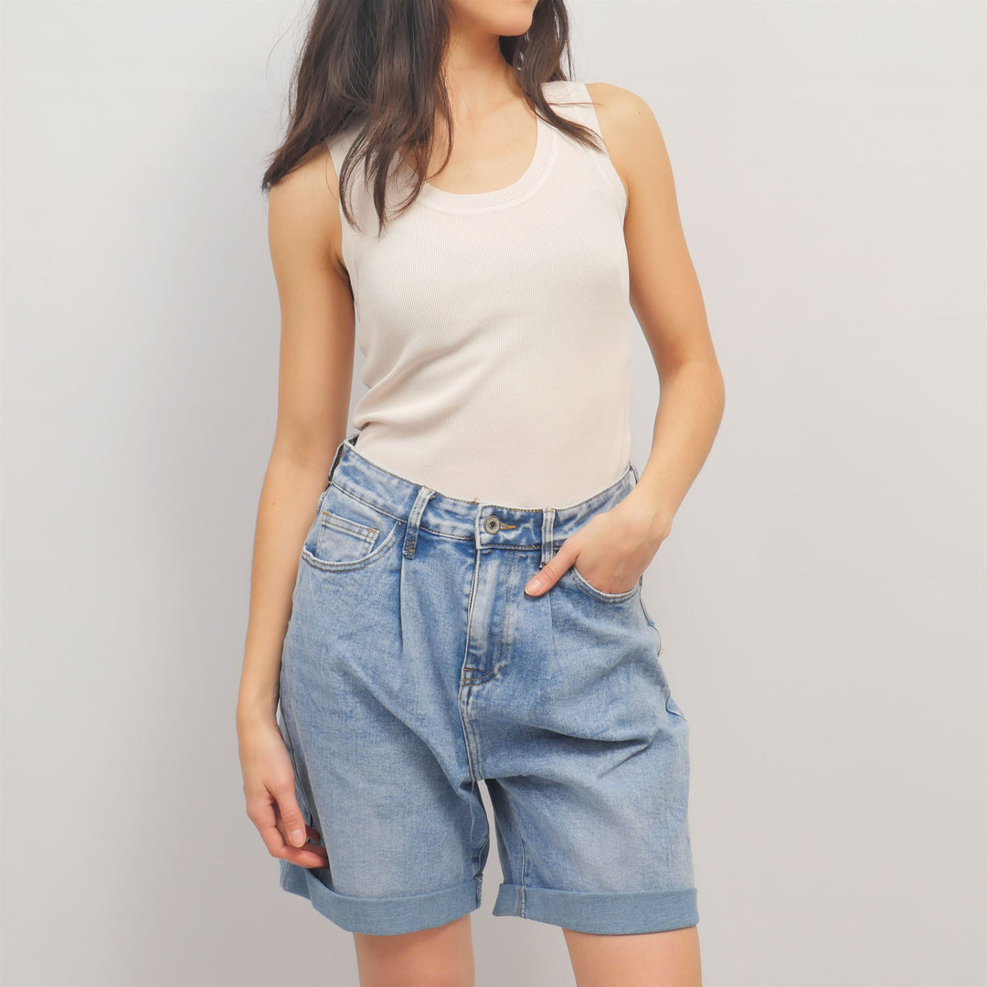 High-waisted denim Bermuda shorts with a relaxed fit – SD9269