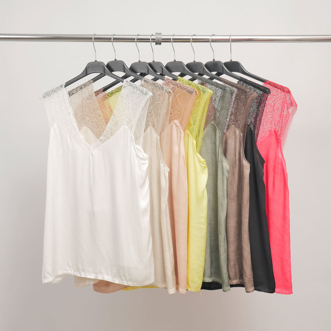 Débardeur satiné dentelle dos V - WC22610