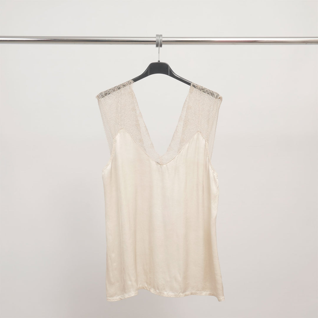 Débardeur satiné dentelle dos V - WC22610