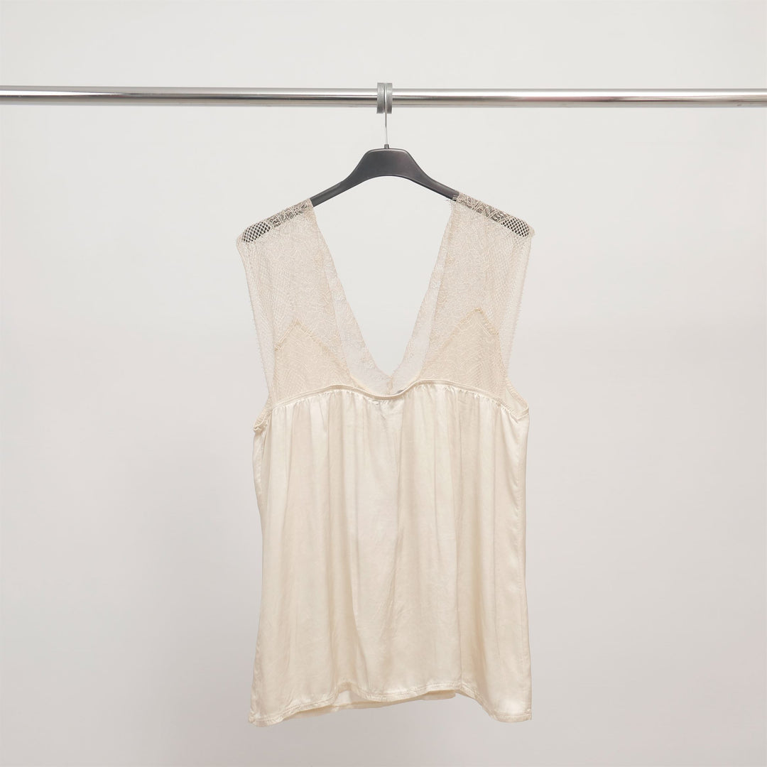 Débardeur satiné dentelle dos V - WC22610