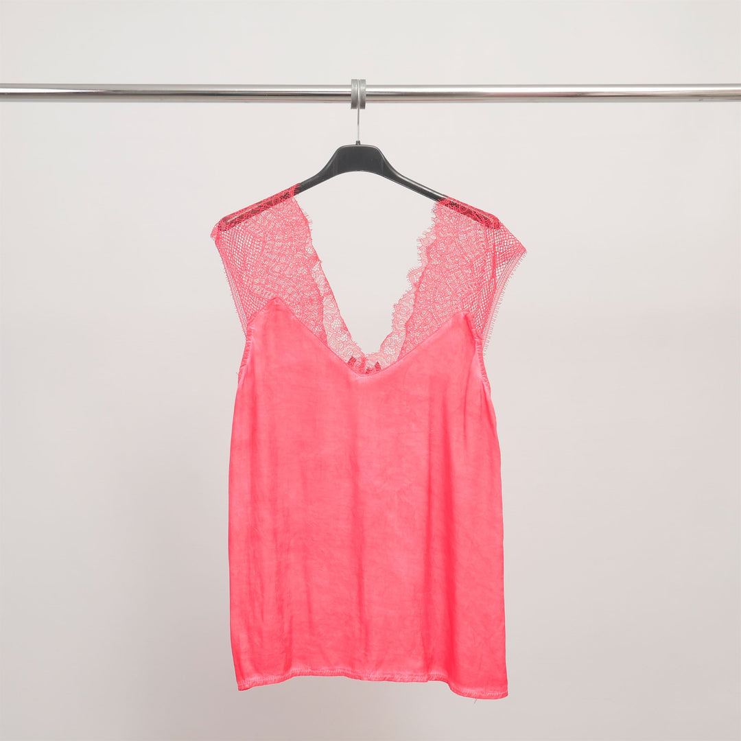 Débardeur satiné dentelle dos V - WC22610