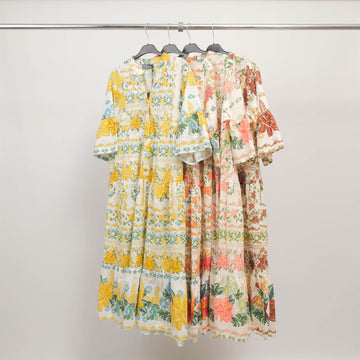 Robe longue imprimé fleuri à manches volantées – KD5021CO