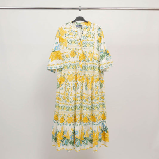 Robe longue imprimé fleuri à manches volantées – KD5021CO