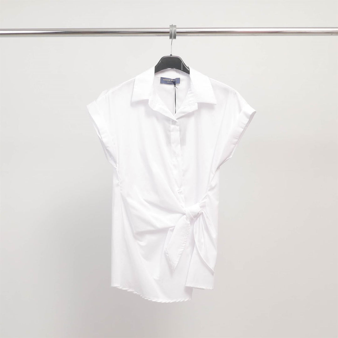 Chemise nouée sans manches col tailleur – TDM17824-2