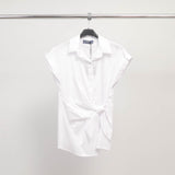 Chemise nouée sans manches col tailleur – TDM17824-2