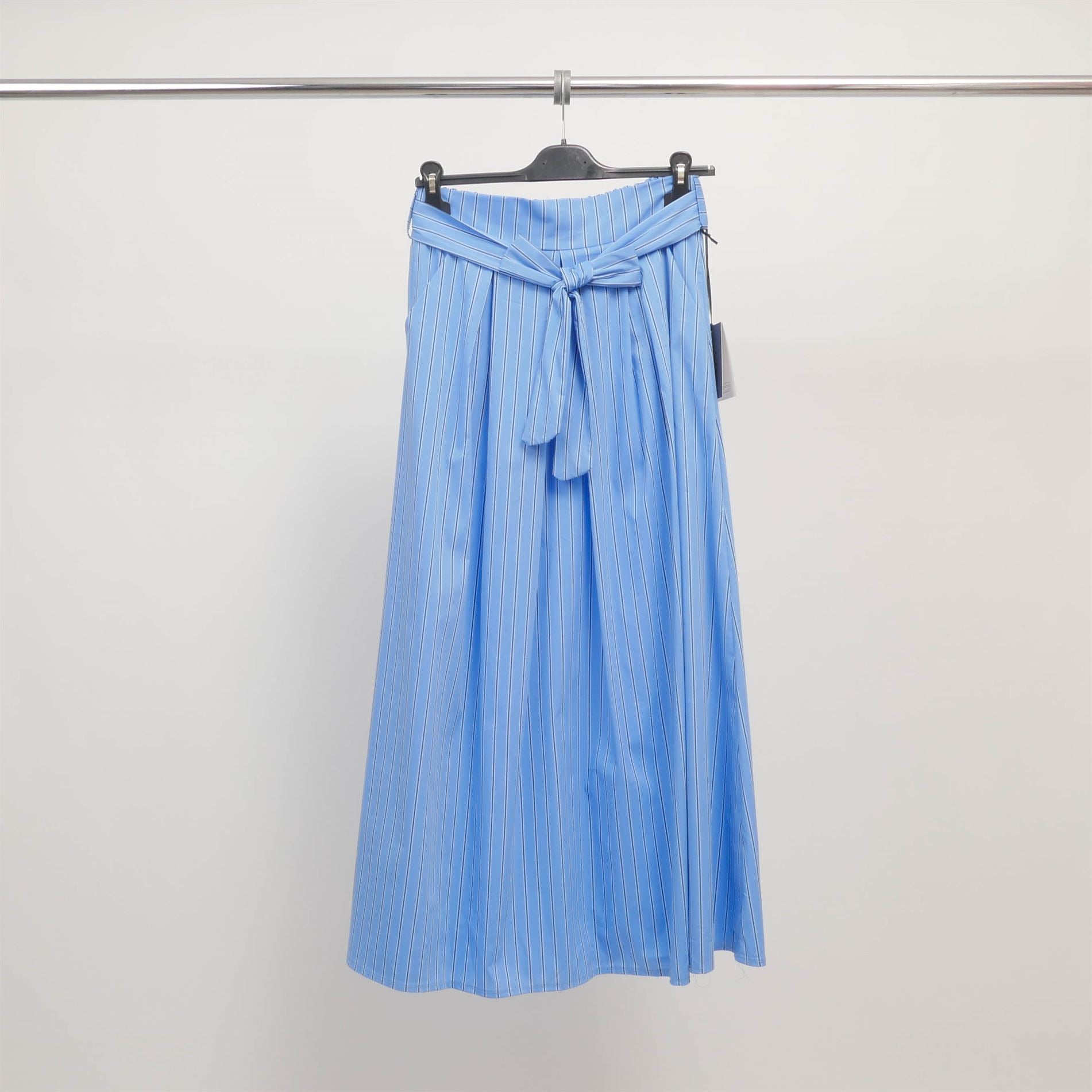 Jupe longue rayée ceinturée en coton – TDM36125-3