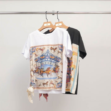 T-shirt foulard imprimé chevaux – KD8828