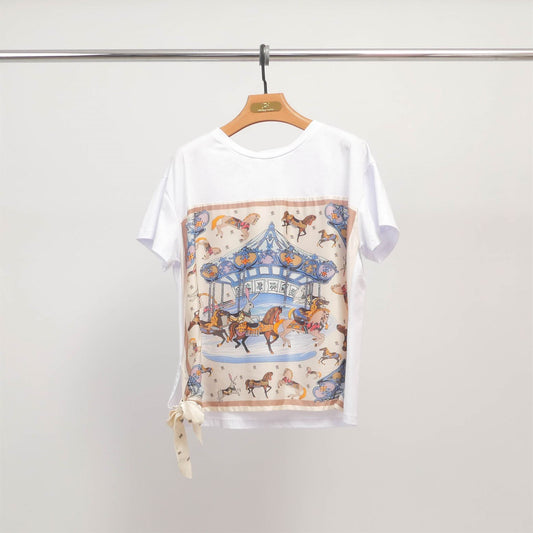 T-shirt foulard imprimé chevaux – KD8828