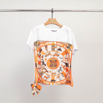 T-shirt imprimé jungle graphique avec nœud – KD8828-3