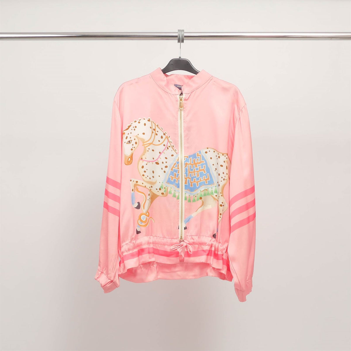 Horse print zip up jacket with scarf like design – kd8807vs 5