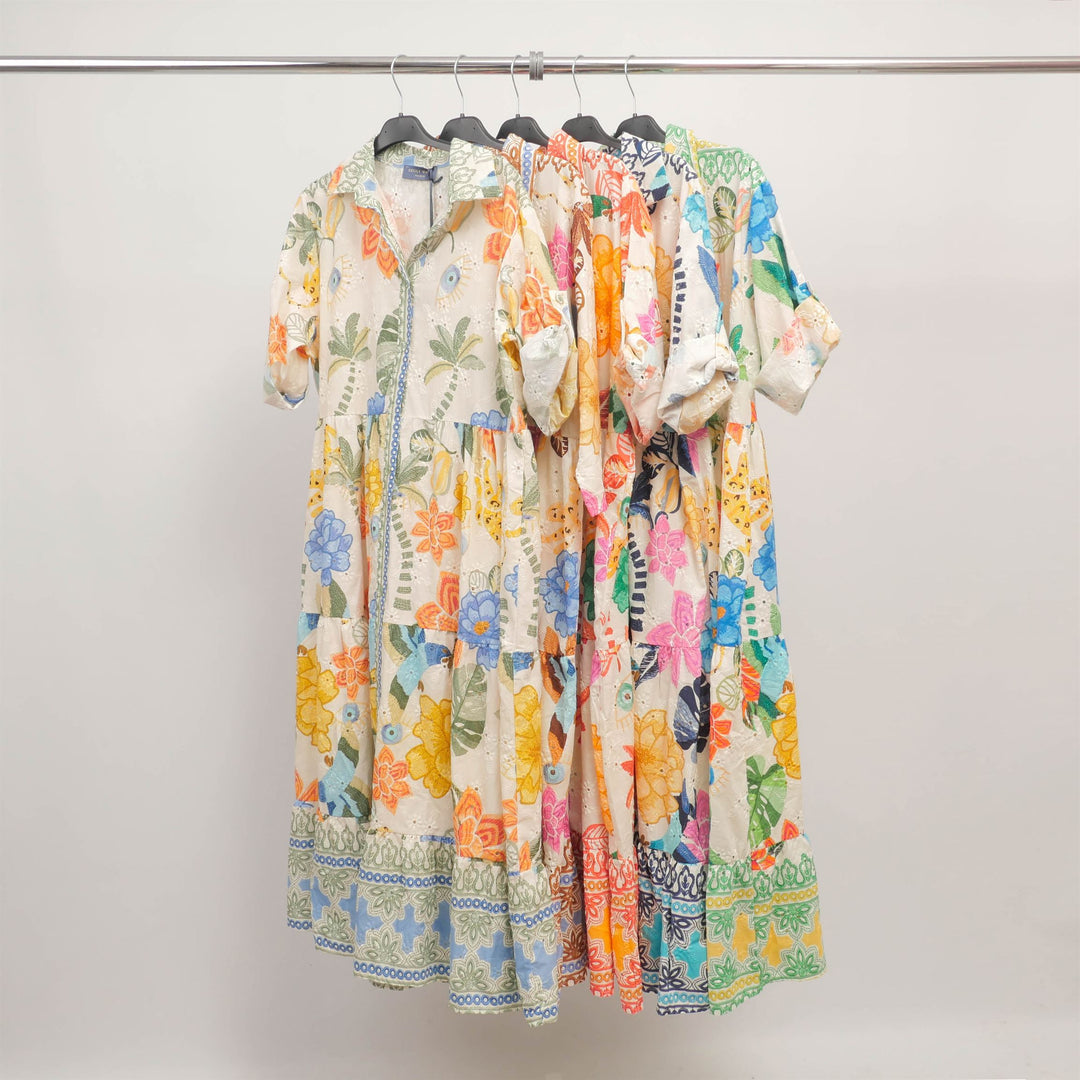 Robe longue chemisier broderie anglaise imprimée – KD8369CO