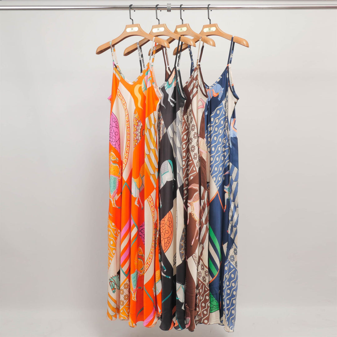 KD7505VS Printed Maxi Dress with Straps