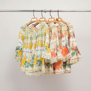 Tunique épaules froncées à imprimé fleuri – KD8952CO-21