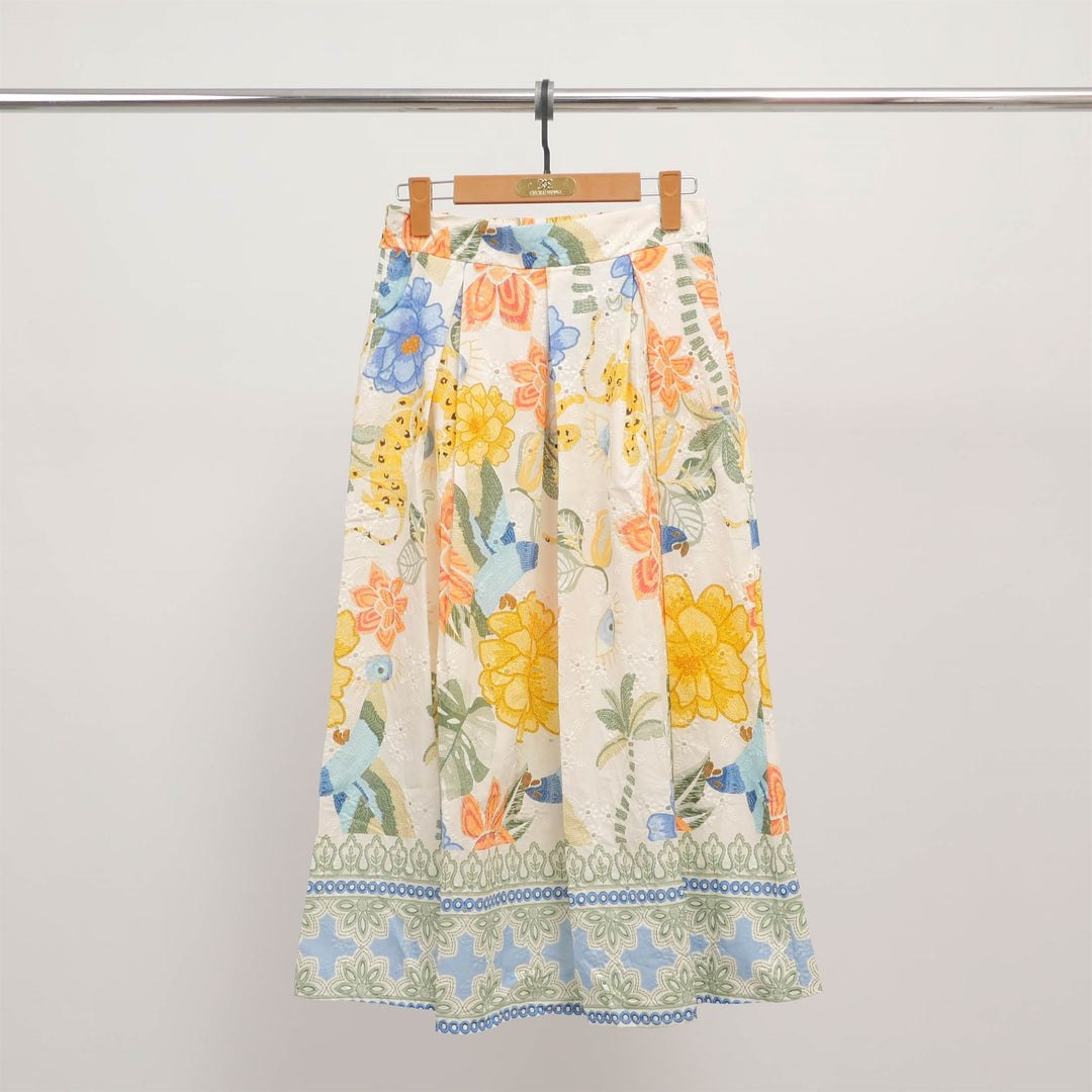 Printed eyelet midi skirt – KD9090CO-3