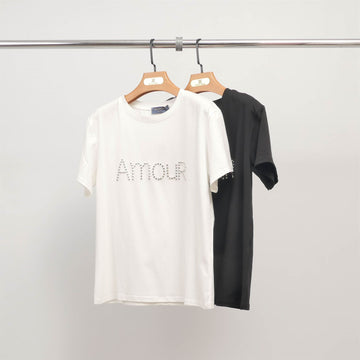 T-shirt « Amour » clouté en coton stretch – CSS24020-6