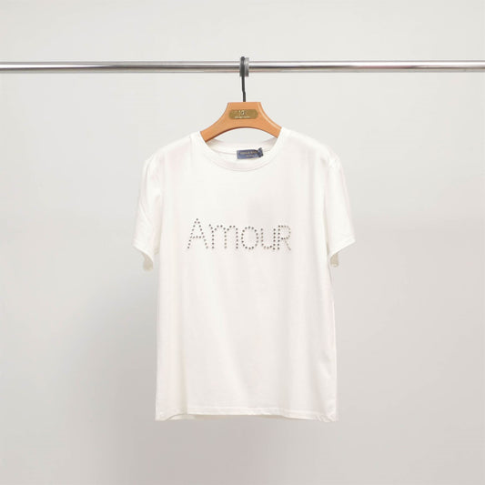 T-shirt « Amour » clouté en coton stretch – CSS24020-6
