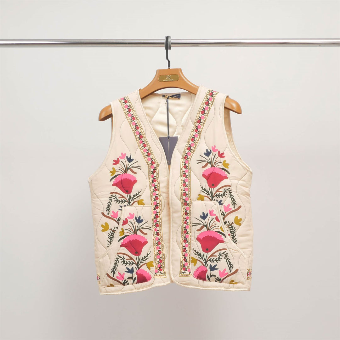 Multicolor embroidered quilted vest KD8918
