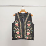 Multicolor embroidered quilted vest KD8918