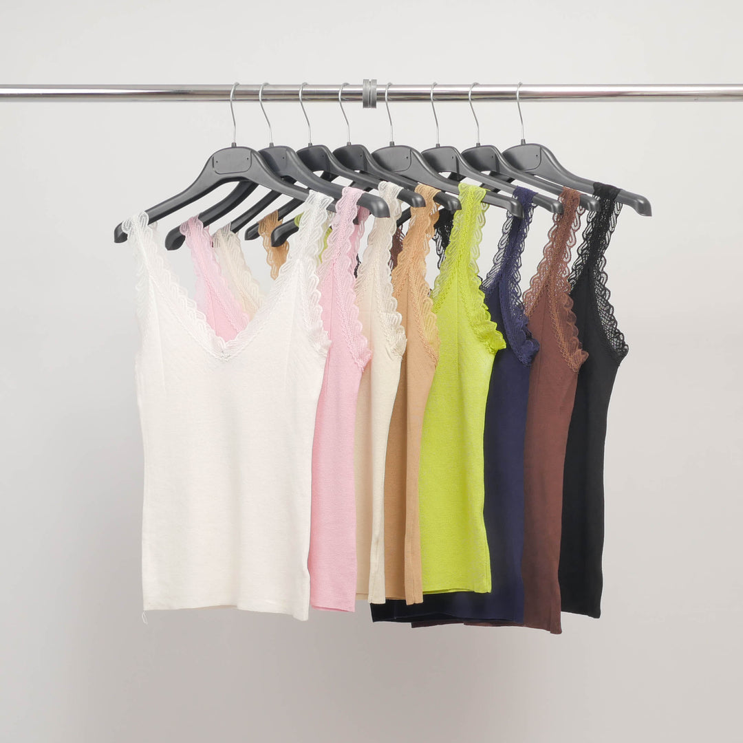 Stretch lace V-neck tank top SVD8002