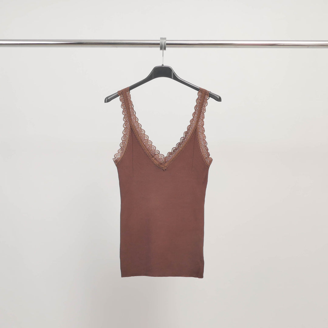 Stretch lace V-neck tank top SVD8002