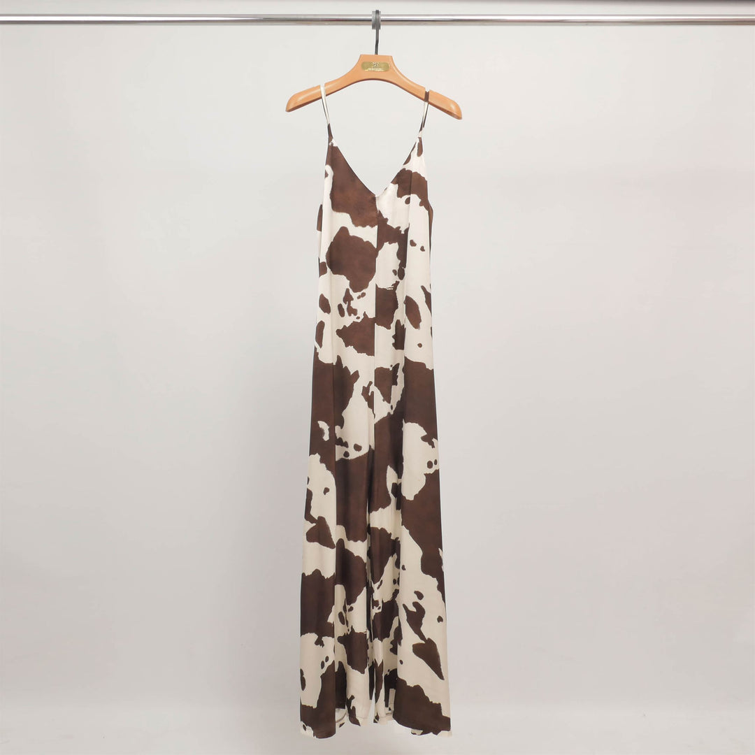 Long cow-print jumpsuit with thin straps – KD50071VS