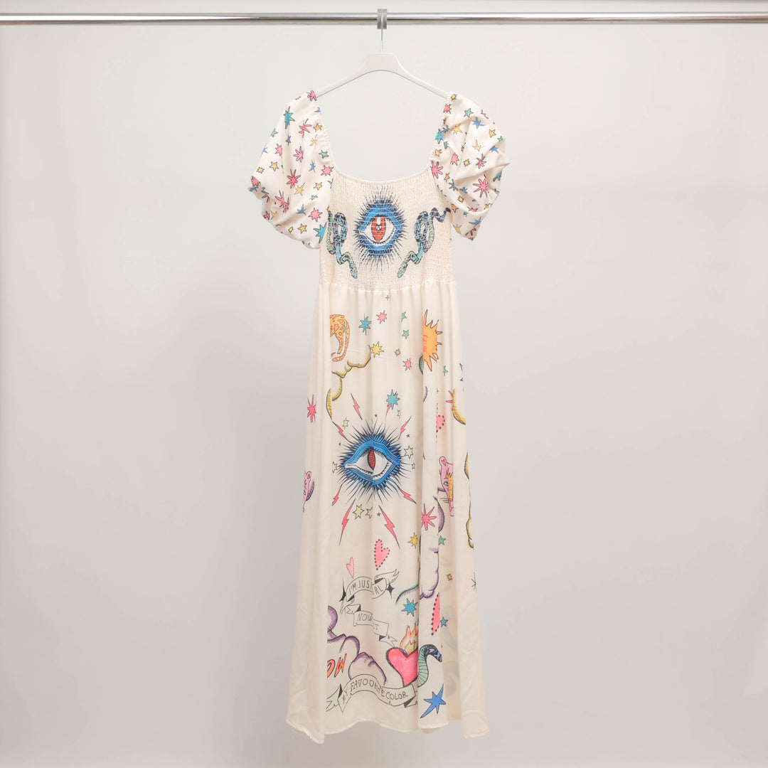 Printed maxi dress with balloon sleeves CSS251057