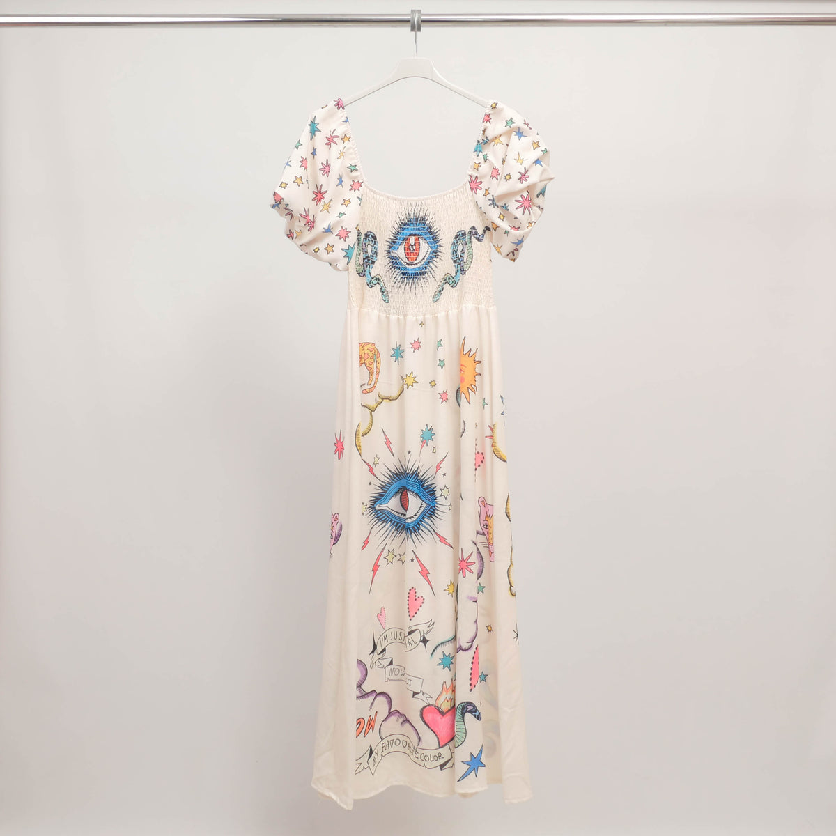 Printed maxi dress with balloon sleeves css251057