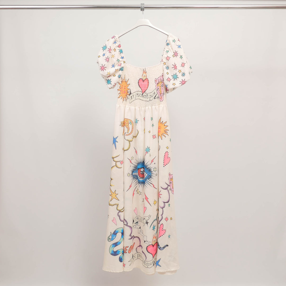 Printed maxi dress with balloon sleeves CSS251057
