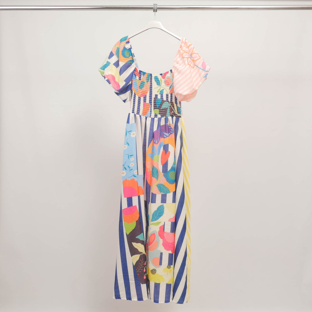 Printed maxi dress with balloon sleeves CSS251057