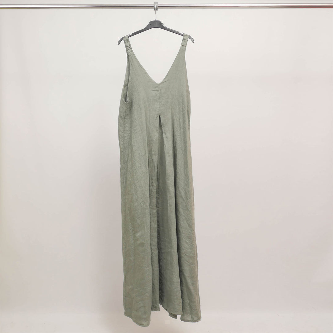 Long linen dress with wide straps – MJ95009