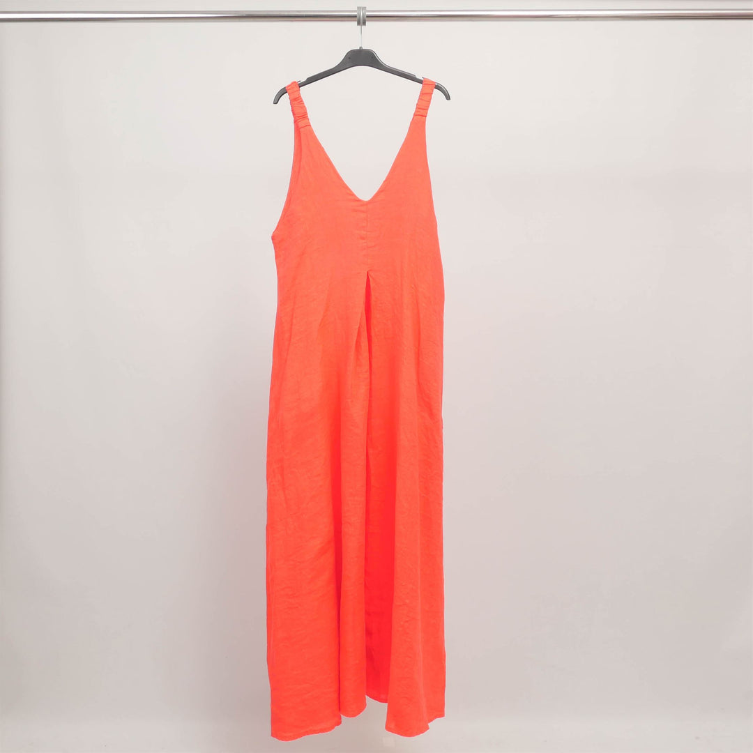 Long linen dress with wide straps – MJ95009