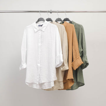 Chemise en lin à manches retroussables TDM50320L