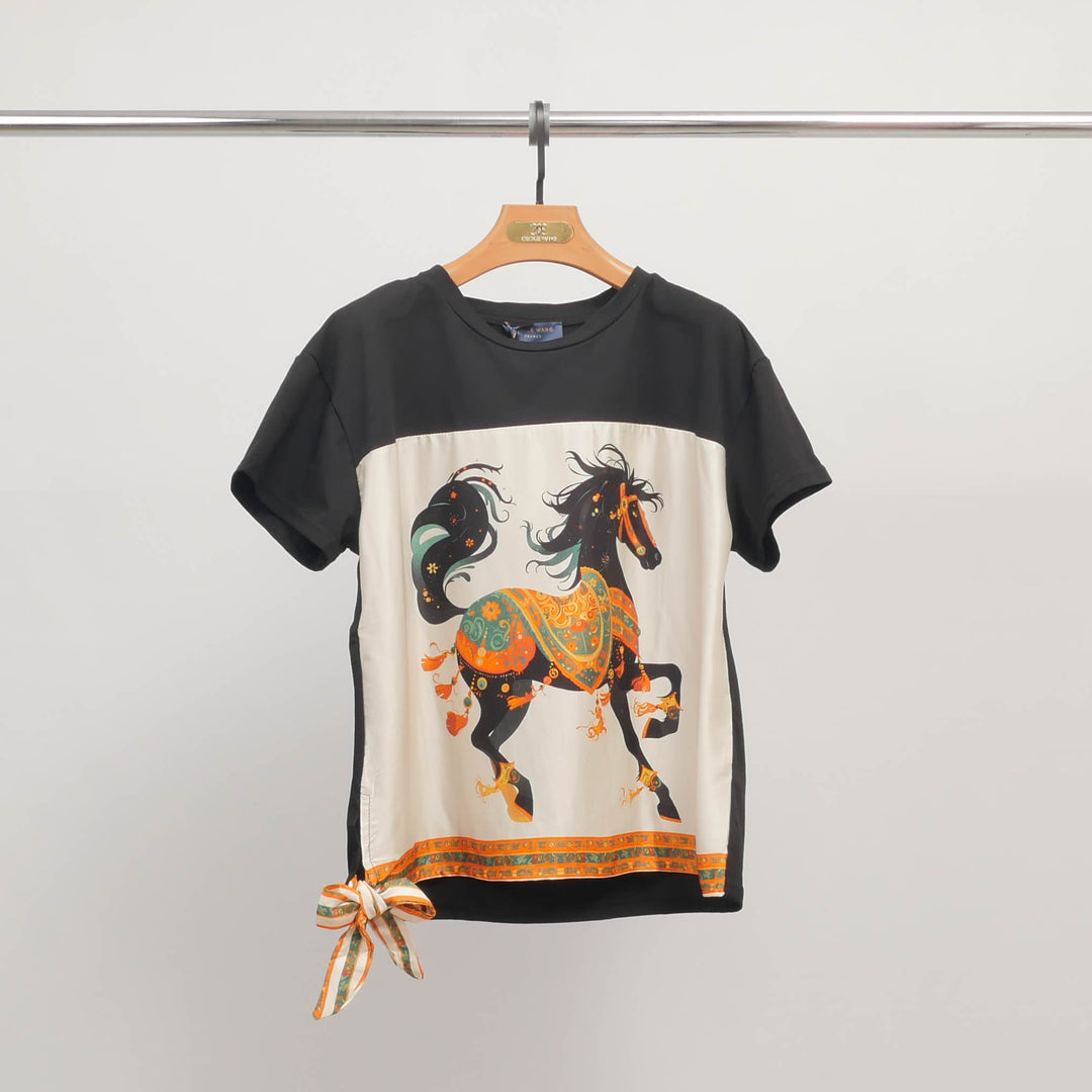 Horse scarf print T-shirt KD8828-5