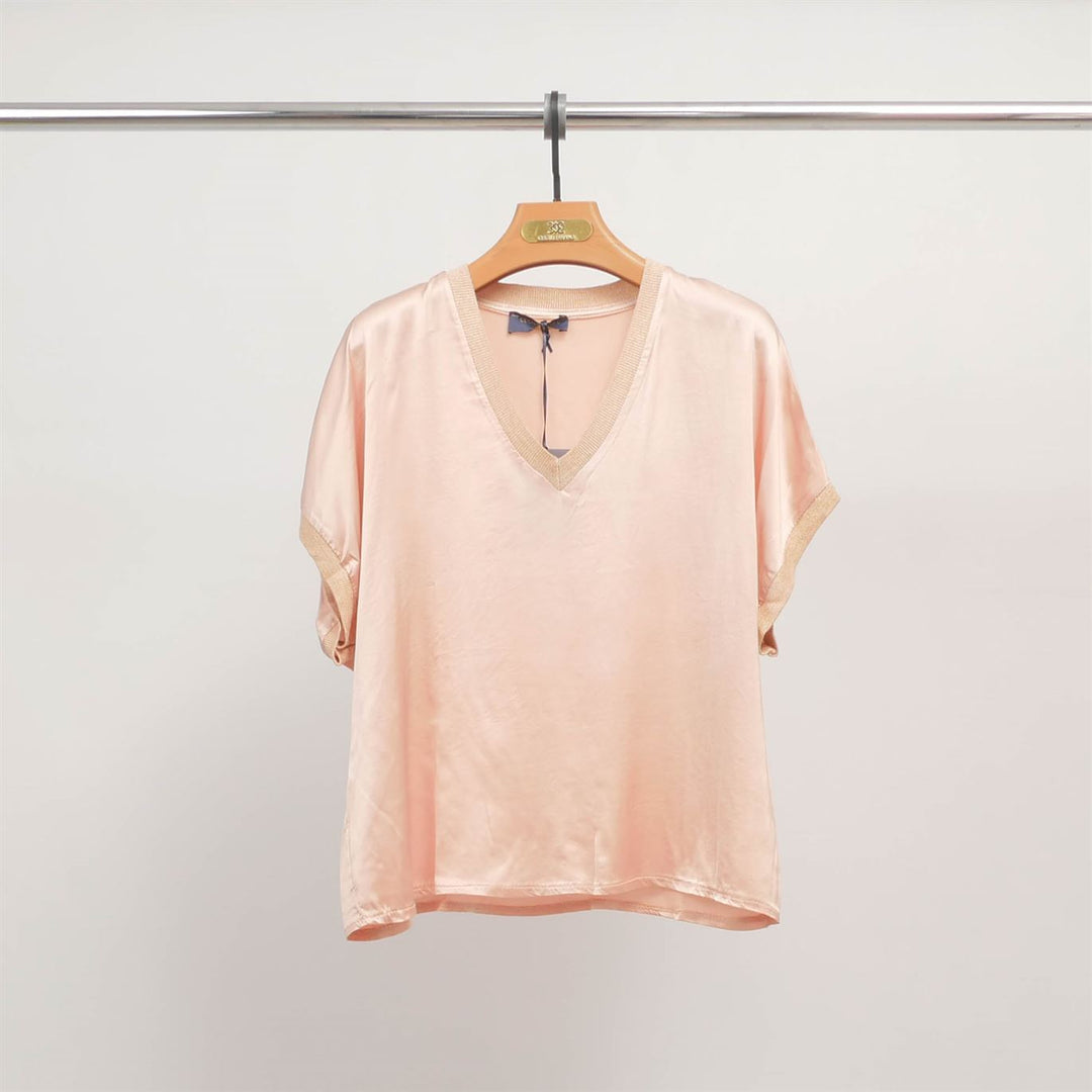 V-neck tunic in flowing satin – DB14360