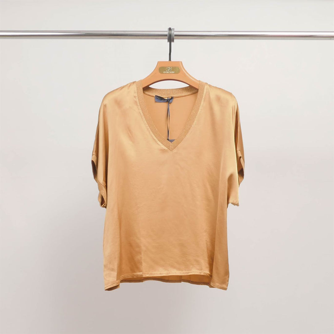 V-neck tunic in flowing satin – DB14360