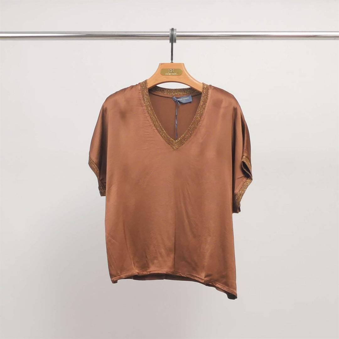 V-neck tunic in flowing satin – DB14360