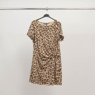 T-shirt long imprimé léopard avec drapé latéral  TDM31125-2