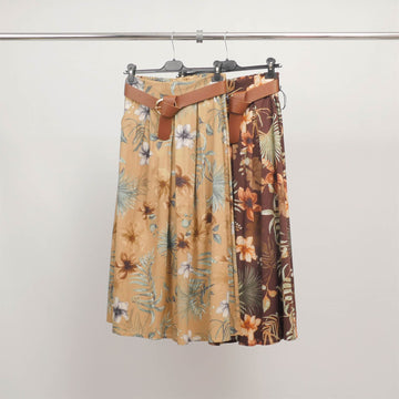 Jupe midi fleurie avec ceinture en simili cuir TDM52123-8