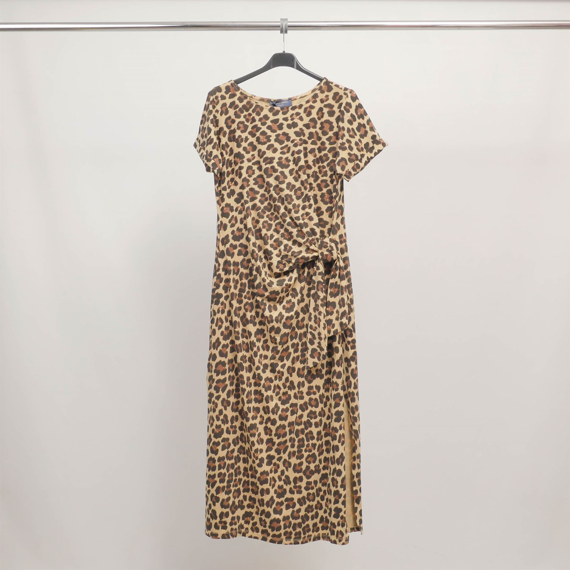 Robe longue imprimé léopard avec nœud à la taille TDM23525-2