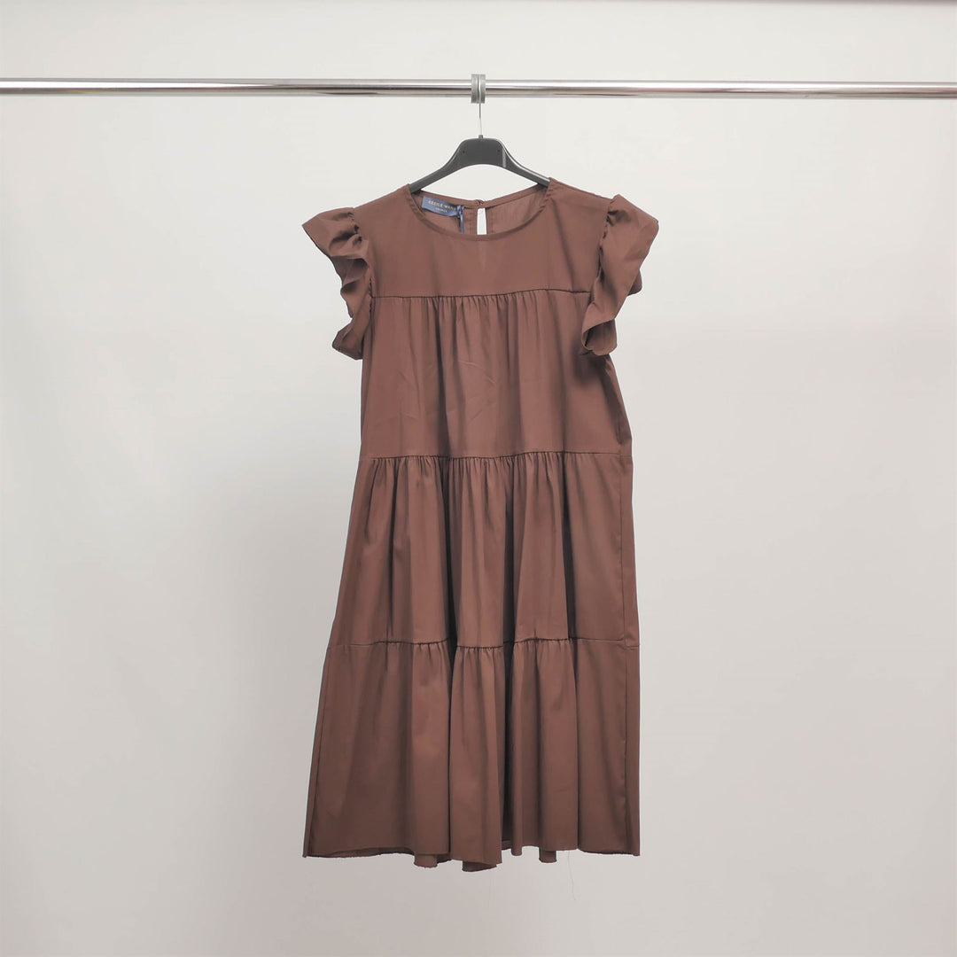 Robe à volants manches papillon en coton léger  TDM39925