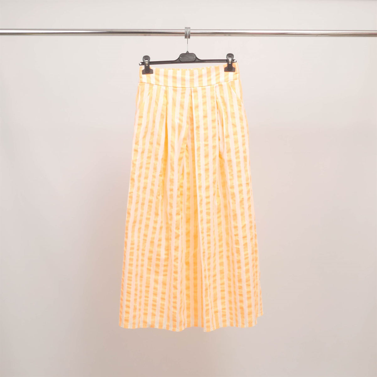 Striped pleated midi skirt in neon cotton tdm19323 8