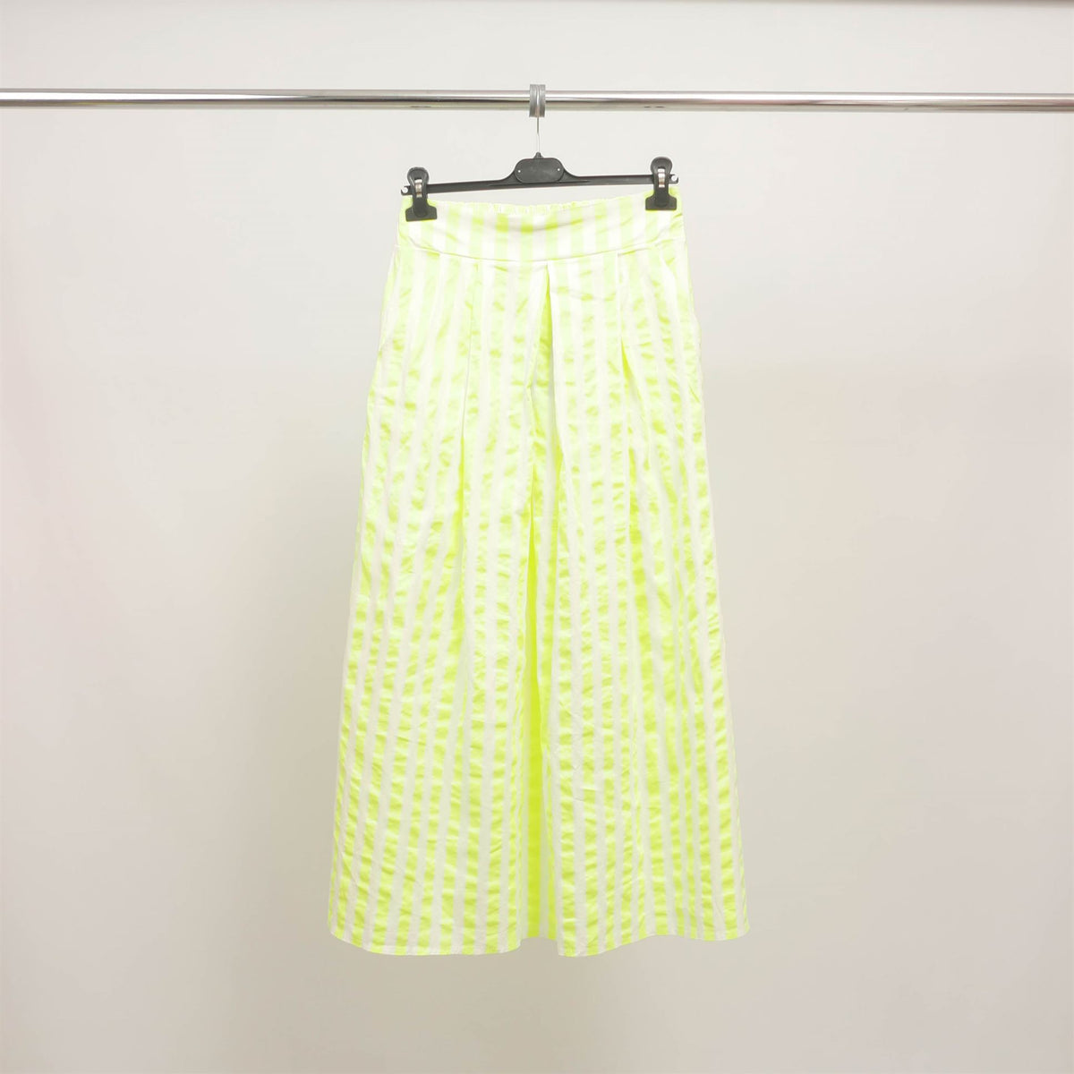 Striped pleated midi skirt in neon cotton tdm19323 8