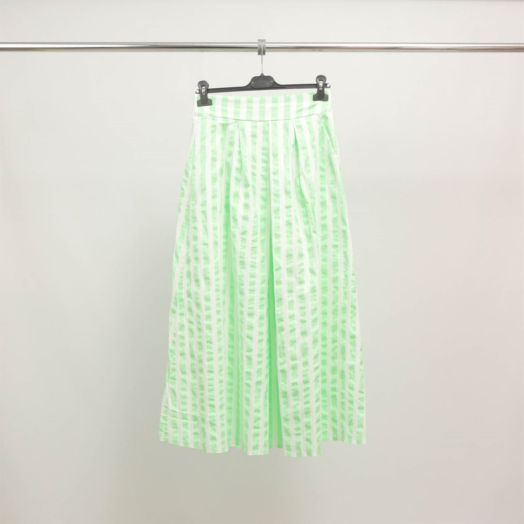 Striped pleated midi skirt in neon cotton TDM19323-8