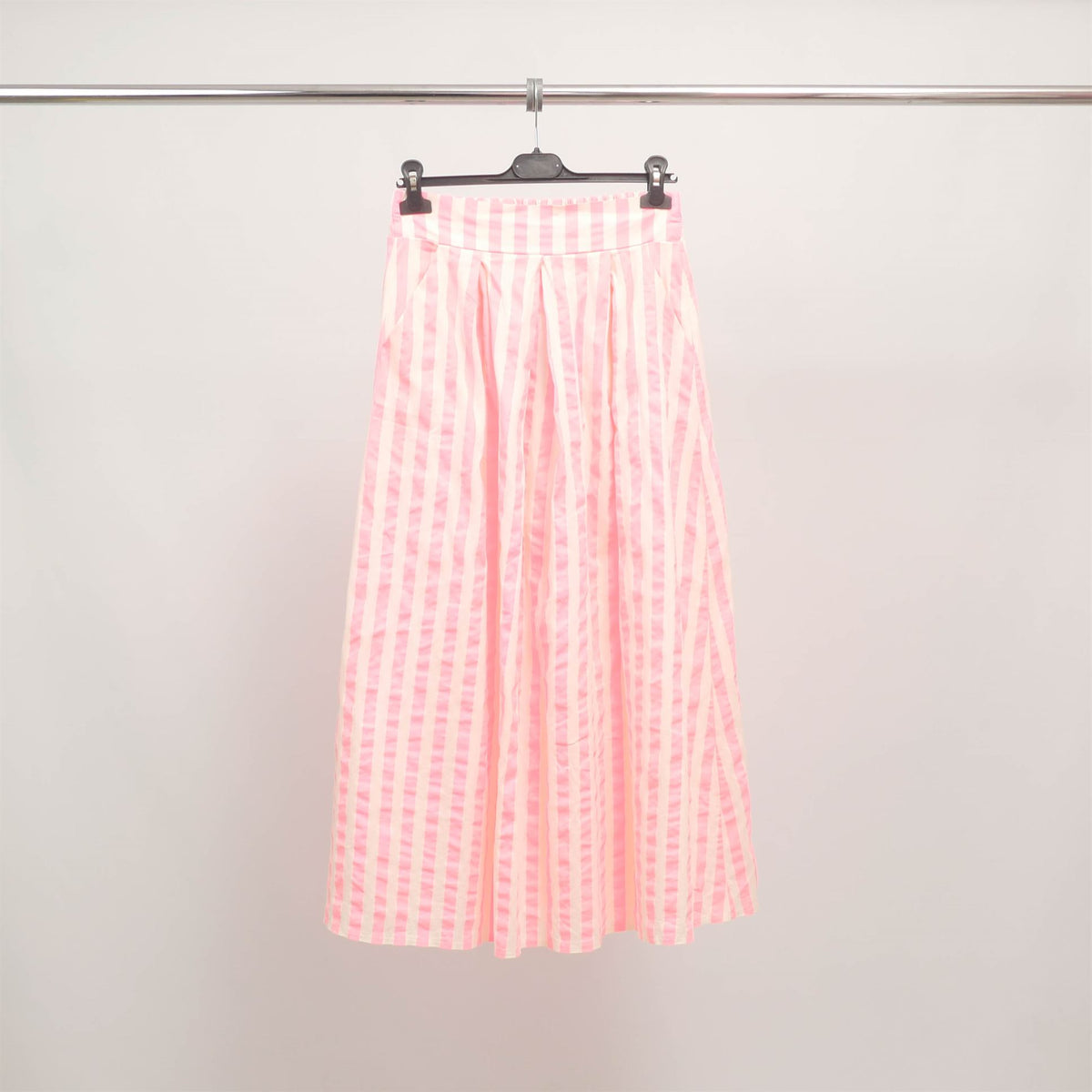 Striped pleated midi skirt in neon cotton tdm19323 8