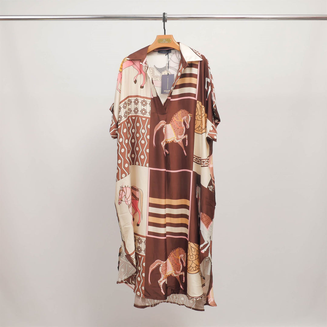 Horse print dress in viscose silk KD6917VS-20