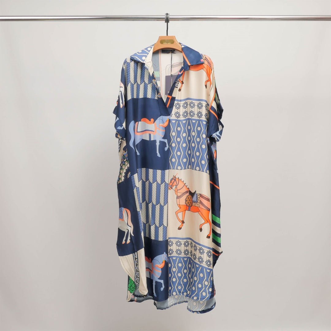 Horse print dress in viscose silk KD6917VS-20