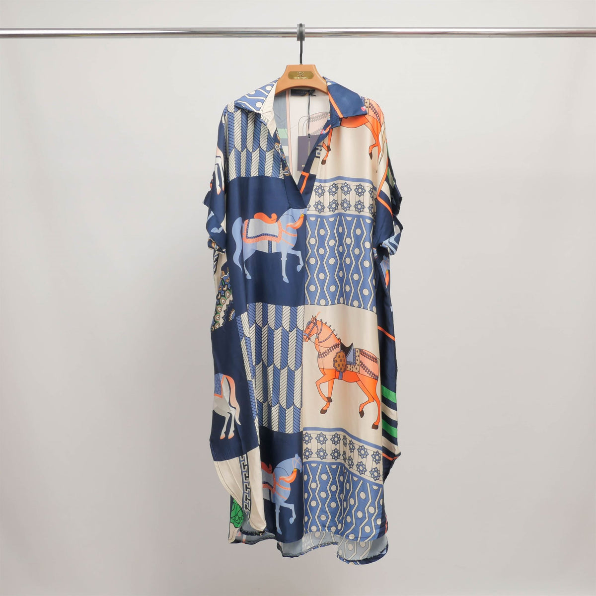 Horse print dress in viscose silk kd6917vs 20