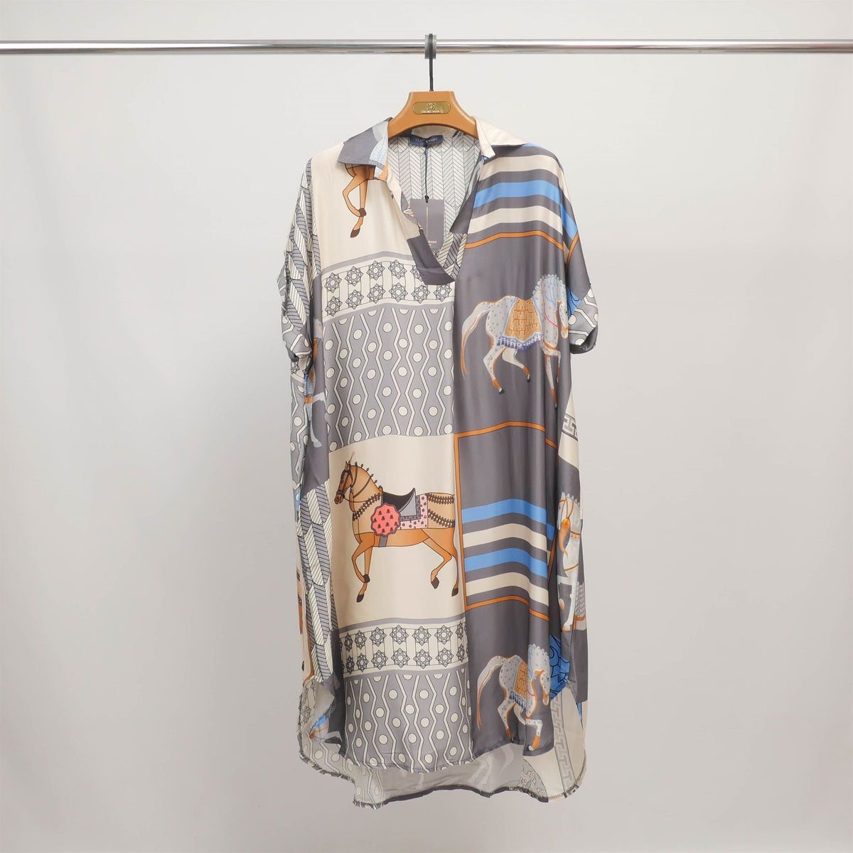 Horse print dress in viscose silk kd6917vs 20