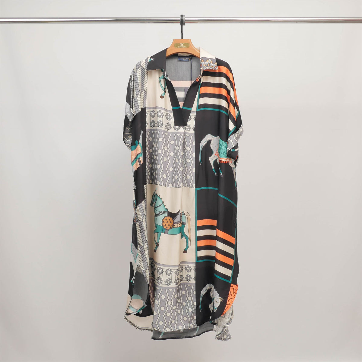 Horse print dress in viscose silk kd6917vs 20