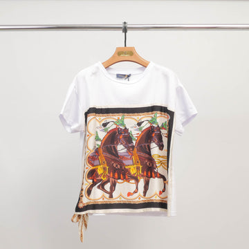 T-shirt imprimé foulard chevaux baroques  KD8828-8